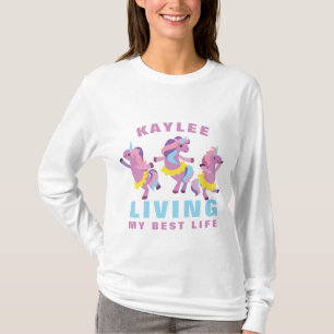 Living My Best Life Pink Purple Dancing Unicorn T-Shirt