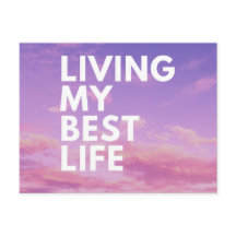 Living My Best Life Postcard Quote Purple Gift