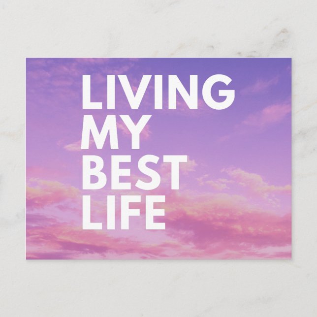 Living My Best Life Postcard Quote Purple Gift (Front)