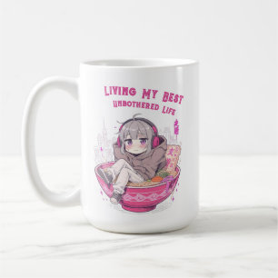 Living My Best Unbothered Life_ Anime Sketch Coffee Mug