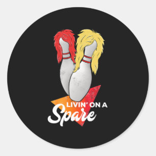 Living On A Spare Bowling League Team  Classic Round Sticker