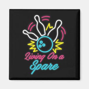 Living On A Spare Fun Bowling  Pins Sports Hobby  Magnet