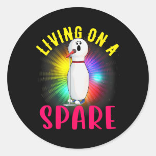 Living On A Spare Shirt Bowling League Team Shirt  Classic Round Sticker