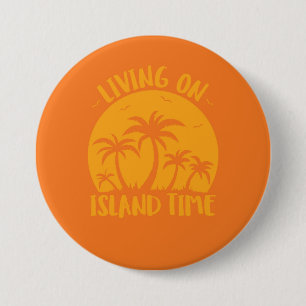 Living On Island Time Palm Trees And Sunset 7.5 Cm Round Badge