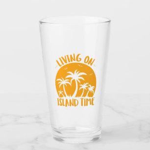 Living On Island Time Palm Trees And Sunset Glass