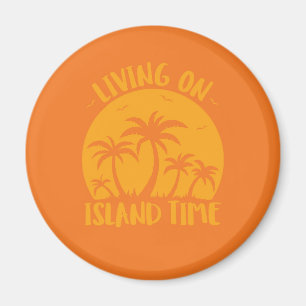 Living On Island Time Palm Trees And Sunset Magnet