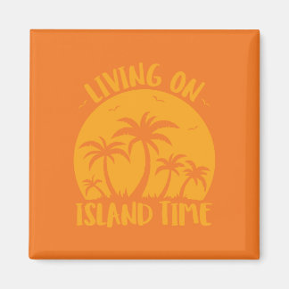 Living On Island Time Palm Trees And Sunset Magnet