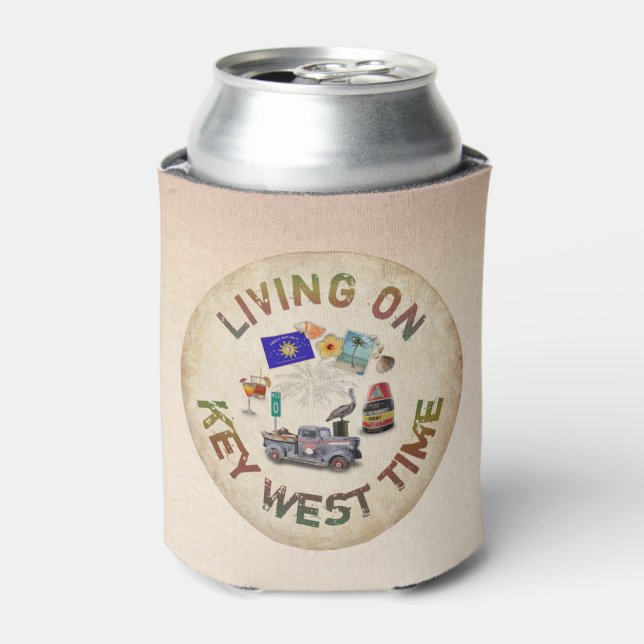 Living on Key West Time Can Cooler (Can Front)