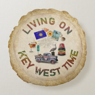 Living on Key West Time Round Cushion