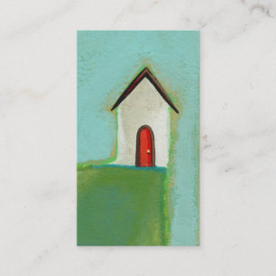 Living on the edge - fun little house art CUSTOM Business Card