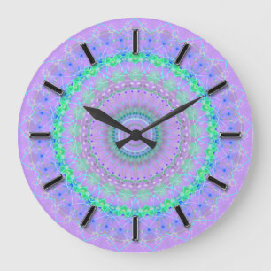Living Purple Mandala kaleidoscope wall clock