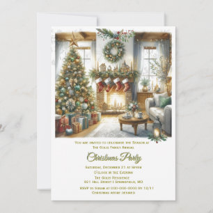 Living Room and Christmas Tree Party Invitation