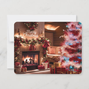 Living Room Christmas Fireplace #10 Holiday Card