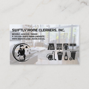 Living Room   Cleaning Supplies Icons   Maid Business Card