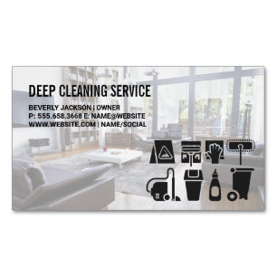 Living Room   Cleaning Supplies Magnetic Business Card
