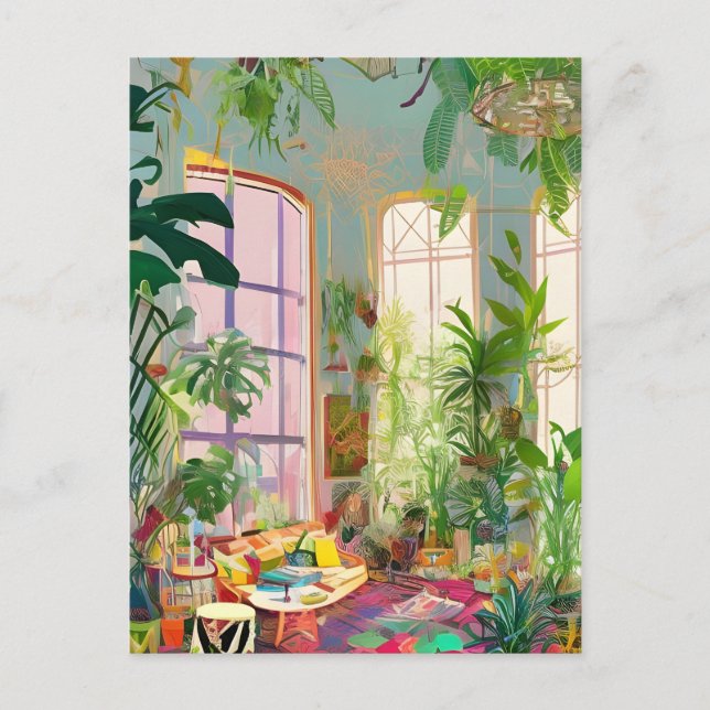 Living Room Jungle Room AI Generated Postcard (Front)