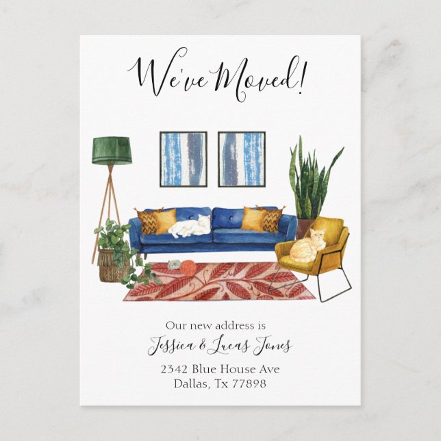 Living Room Moving Announcement We've Moved Cats (Front)