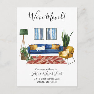 Living Room Moving Announcement We've Moved Cats Postcard