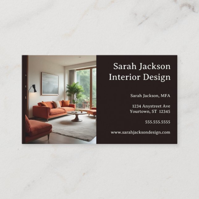Living Room Photo Interior Designer Business Card (Front)