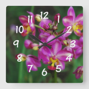 Living Room - Purple orchids Photo Square Wall Clock