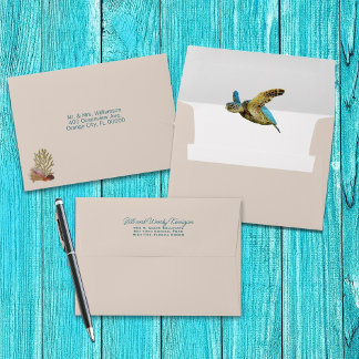 Living Seas Sand Tan Events Decorated Envelope