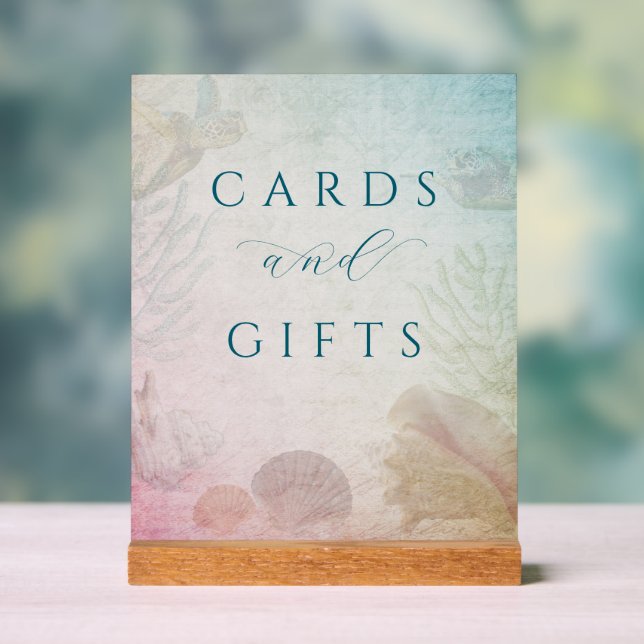 Living Seas Wedding Gift Table Acrylic Sign (Neutral)