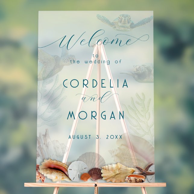 Living Seas Wedding Welcome Acrylic Sign (Neutral)