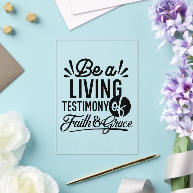 Living Testimony Bible Quote Christian Motivation Acrylic Invitations (Insitu (Wedding))