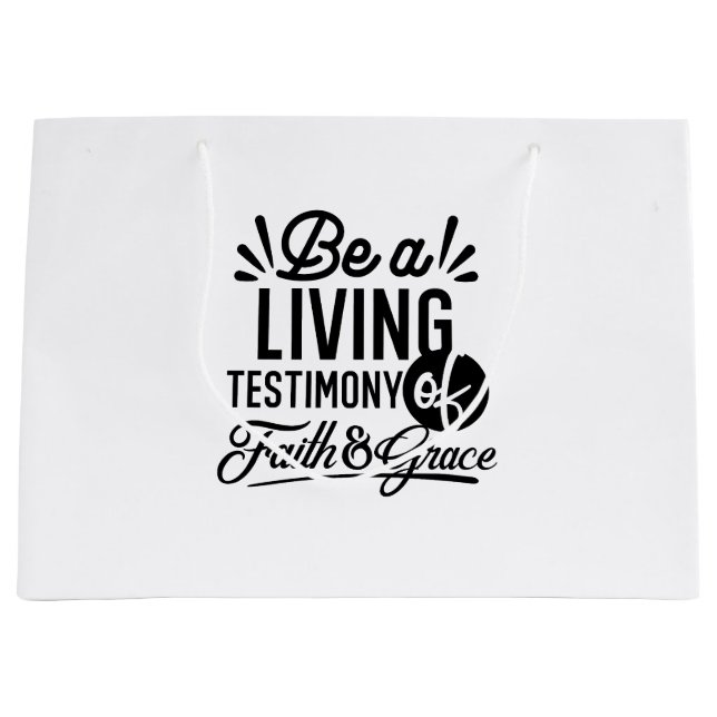Living Testimony Bible Quote Christian Motivation Large Gift Bag (Front)