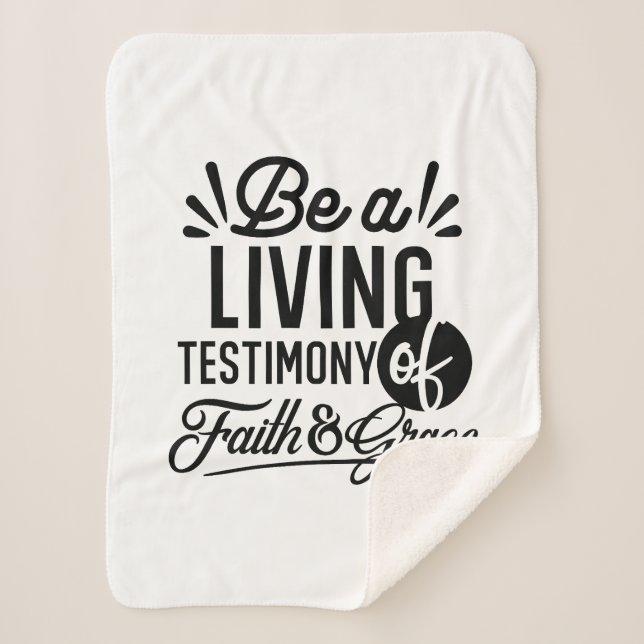 Living Testimony Bible Quote Christian Motivation Sherpa Blanket (Front)
