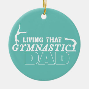 Living That Gymnastics Dad, Gymnastics Lover Ceramic Tree Decoration