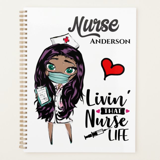 Living that nurse life African American DIY name Planner (Front)