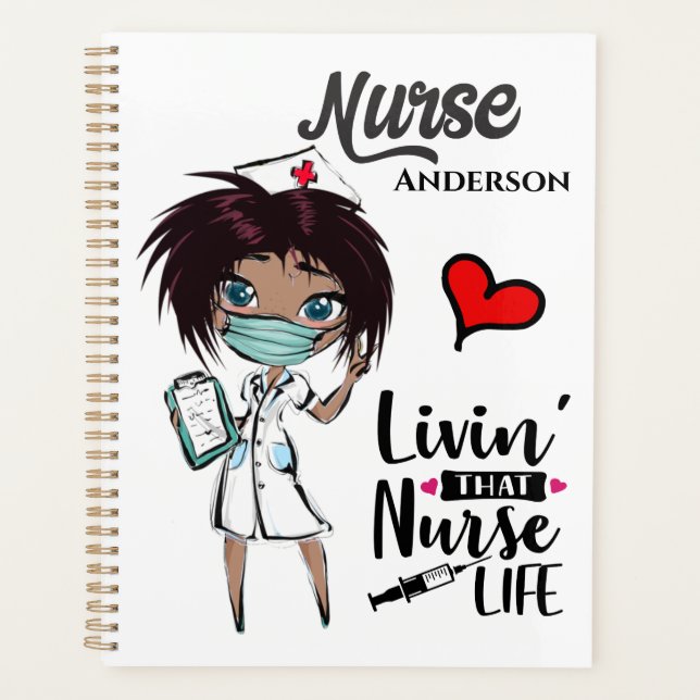 Living that nurse life African American DIY name Planner (Front)