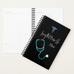 Living that Nurse Life rn medical caduceus Black Planner