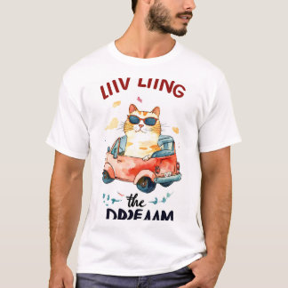 Living the Dream: Chubby Cat in Tiny Car - Waterco T-Shirt
