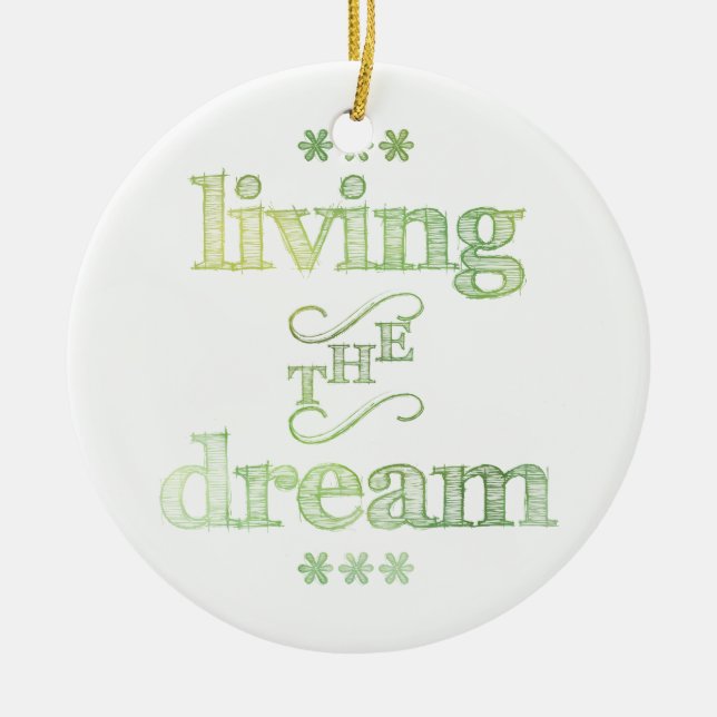 Living The Dream Green Ceramic Tree Decoration (Front)