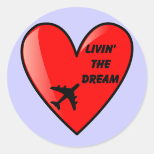 Living The Dream Heart Classic Round Sticker