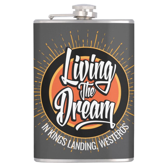 Living the Dream Hip Flask (Front)