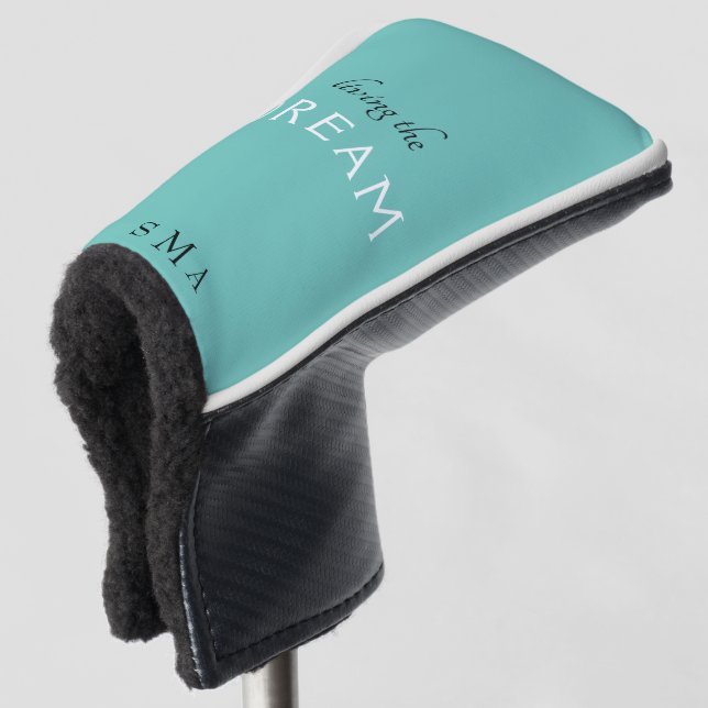 Living the Dream Monogram Turquoise Golf Head Cover (3/4 Front)
