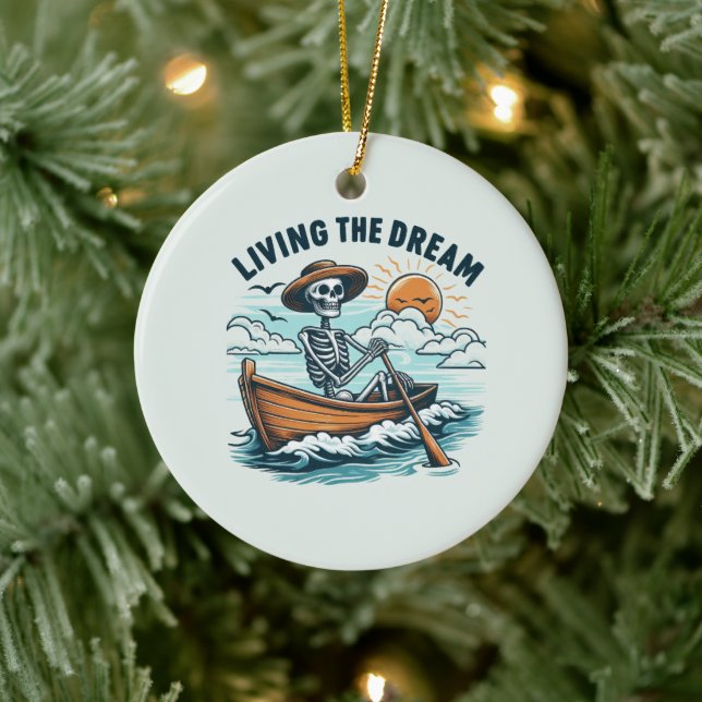 Living The Dream - Skeleton (2) Ceramic Tree Decoration (Tree)
