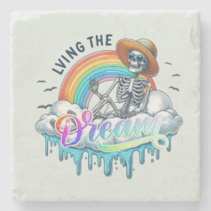 Living The Dream - Skeleton Stone Coaster