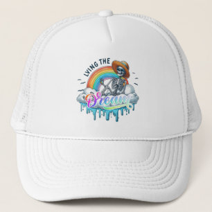 Living The Dream - Skeleton Trucker Hat