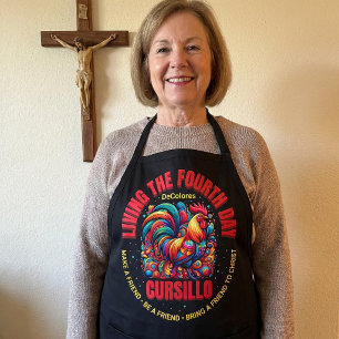Living The Fourth Day Cursillo DeColores Rooster Apron