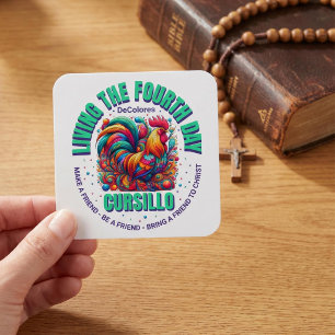 Living The Fourth Day Cursillo DeColores Rooster Square Sticker