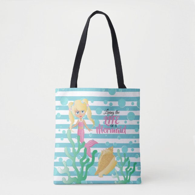 Living the Life of a Mermaid - Beach Bag (Front)