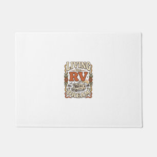 Living the RV Dream Vintage Camping Shirt Design_1 Doormat