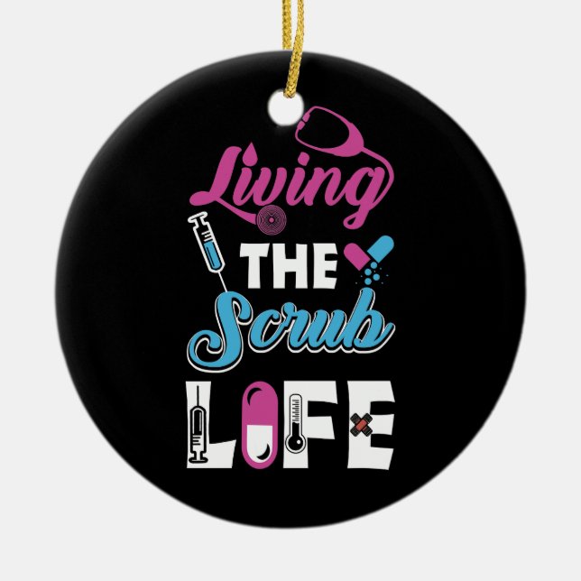Living The Scrub Life Ceramic Tree Decoration (Front)