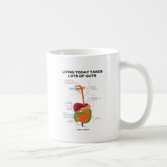 Living Today Takes Lots Of Guts (Digestive System) Coffee Mug (Right)