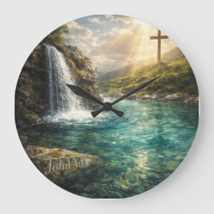 Living Water Christian Wall Art  Large Clock