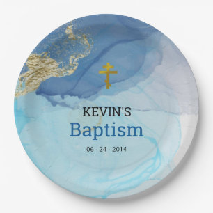 Living Waters Orthodox Christian Baptism Paper Plate